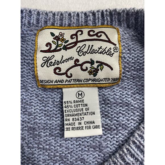 Heirloom Collectibles Women's M Blue Sweater Cardigan Baking Garden Y2K 2000 - Picture 5 of 5